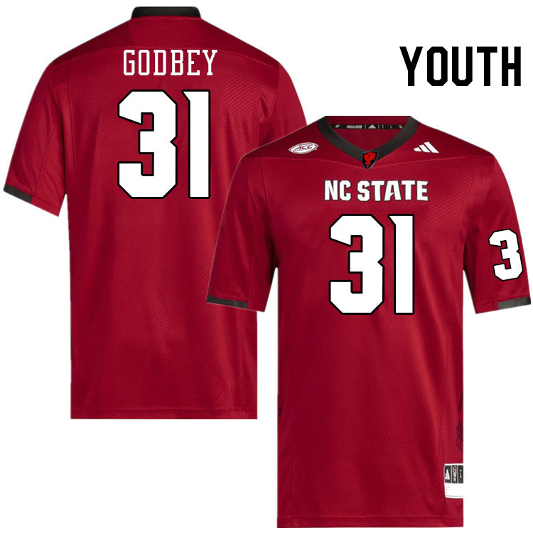 Youth #31 Jaxon Godbey NC State Wolfpack College Football Jerseys Stitched-Red